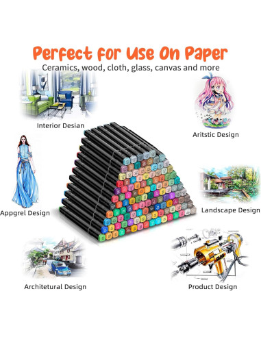 Set de Marcadores de Arte a Base de Alcohol Hangfan - 120 Colores con Punta Doble