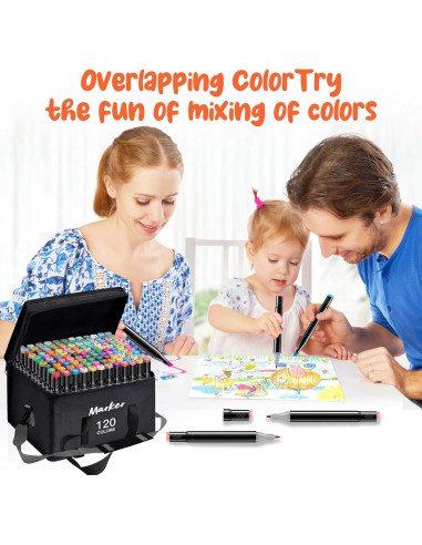 Set de Marcadores de Arte a Base de Alcohol Hangfan - 120 Colores con Punta Doble