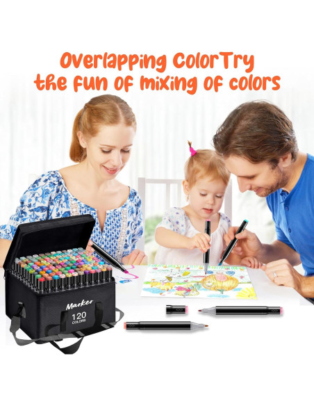 Set de Marcadores de Arte a Base de Alcohol Hangfan - 120 Colores con Punta Doble