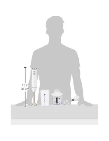 Batidora de Inmersión Amazon Basics 300W 4 en 1 Blanca