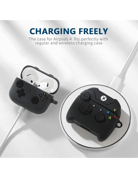 Funda de Silicona para AirPods 4 Gedicht con Llavero - Negro