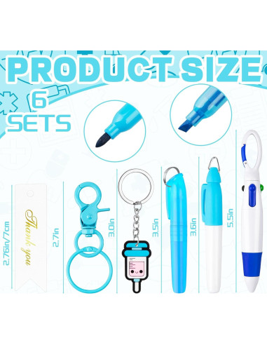 Set de 6 Bolígrafos y Llavero de Enfermería Demonwer