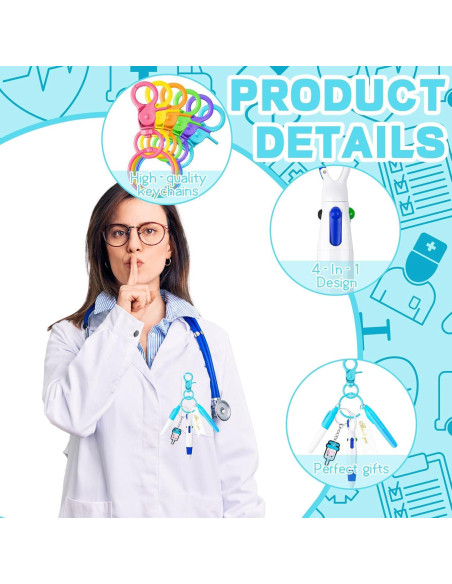 Set de 6 Bolígrafos y Llavero de Enfermería Demonwer Set de 6 Bolígrafos y Llavero de Enfermería Demonwer