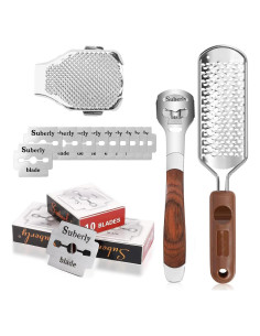 Juego de Afeitador de Callos Yihurlm con Mango de Madera y 30 Cuchillas