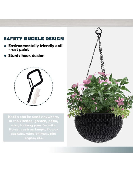 Ganchos de Techo Ticway 12 PCS para Plantas y Luces - Negro