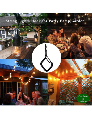 Ganchos de Techo Ticway 12 PCS para Plantas y Luces - Negro