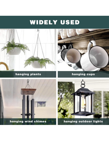 Ganchos de Techo Ticway 12 PCS para Plantas y Luces - Negro