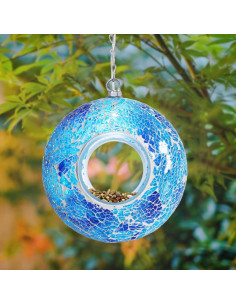 Comedero para Aves Solar Yinns de Vidrio Mosaico 20.32 cm 2
