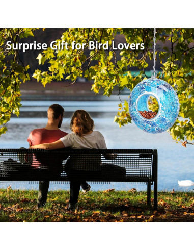 Comedero para Aves Solar Yinns de Vidrio Mosaico 20.32 cm