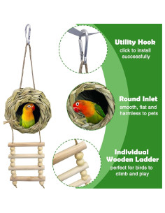 Casa Nido Colgante para Aves Hamiledyi Mediana Tejida a Mano 2