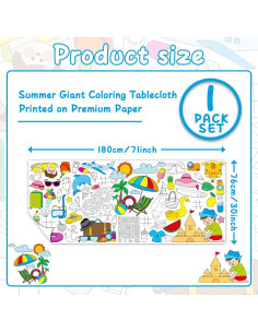 Póster Gigante para Colorear de Verano Qyeahkj 180x76cm 2