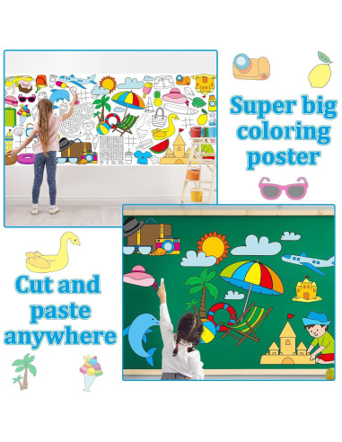 Póster Gigante para Colorear de Verano Qyeahkj 180x76cm