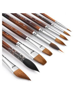 Juego de Pinceles de Acuarela Fuumuui 9 Piezas con Cerdas de Sable