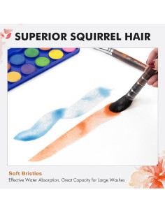 Juego de Pinceles de Acuarela Fuumuui 9 Piezas con Cerdas de Sable 2