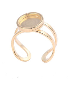 10 Anillos Vacíos Cabochon 10mm Reidgaller Acero Inoxidable Baño de Oro