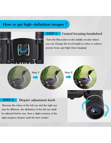 Binoculares Compactos Anourney 8x21 Plegables Ligeros