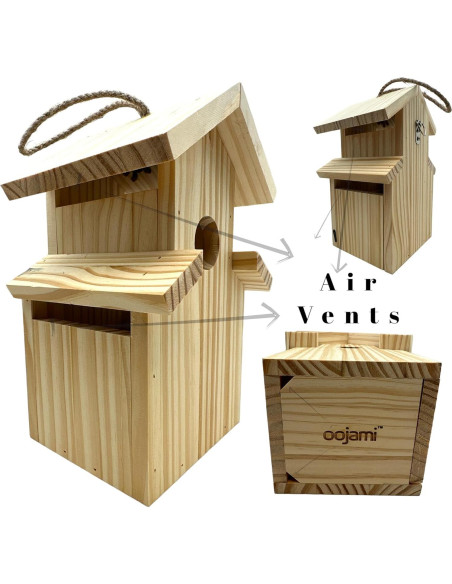 Casa de Pájaros DIY Oojami 2-Pack Madera Natural 25 cm Casa de Pájaros DIY Oojami 2-Pack Madera Natural 25 cm