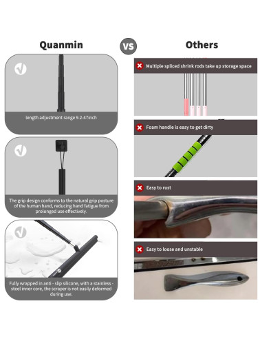 Raspador de Ducha Retráctil Quanmin 30.48 cm Antideslizante