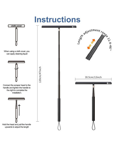 Raspador de Ducha Retráctil Quanmin 30.48 cm Antideslizante