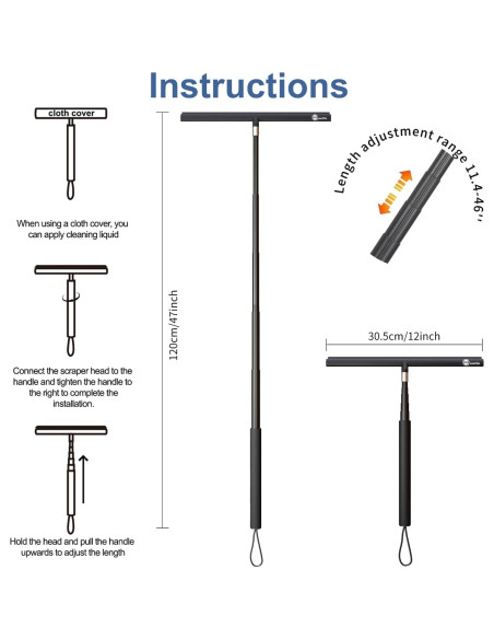 Raspador de Ducha Retráctil Quanmin 30.48 cm Antideslizante