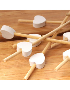 Palillos de Bambú Decorativos en Forma de Corazón Blanco 100 Pzas 2