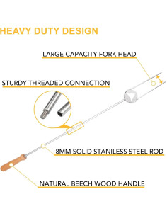 Palos de Asar de Acero Inoxidable Begatter 81 cm para Fogata 2
