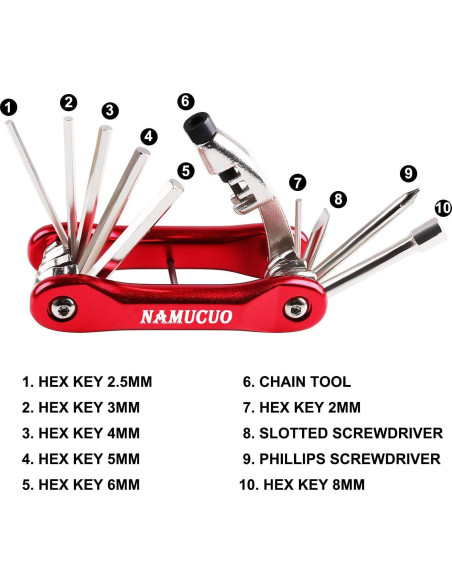 Kit de Herramientas para Bicicleta YBEKI - 10 en 1 con Bomba 210 PSI