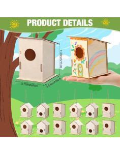 Kit de Casas para Aves de Madera DoubleFill - 12 Piezas DIY 2