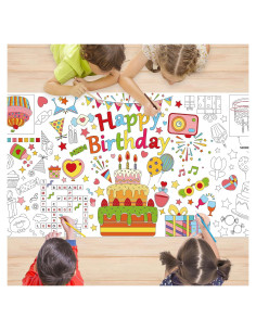 Póster Gigante para Colorear Feliz Cumpleaños Yuronam 76x183 cm