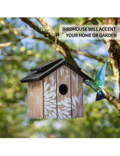 Casa de pájaros de madera Topadorn colgante ecológica 21.69x17.78 cm 2