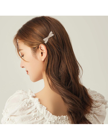 10 Clips de Pelo con Lazo de Perlas Dorados - Accesorios Elegantes