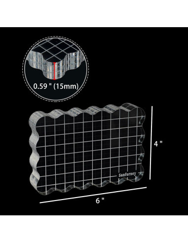 Bloque de Sello Acrílico Transparente Sanfurney 10x15cm 15mm