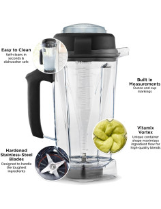 Contenedor Vitamix 64 oz. Transparente - 1,89 L, Antiderrame 2