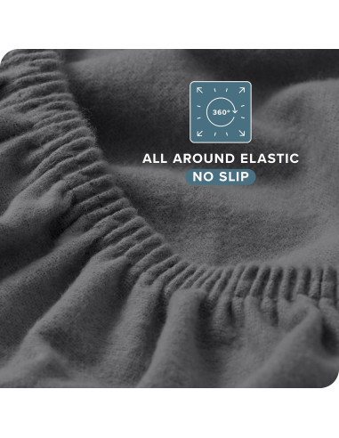 Bare Home 2 Sábanas Ajustadas 100% Algodón Franela Gris