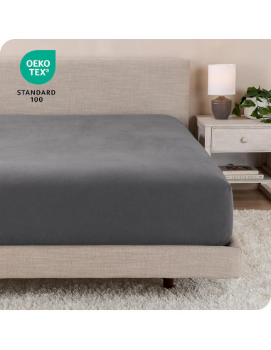 Bare Home 2 Sábanas Ajustadas 100% Algodón Franela Gris