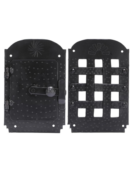 Rejilla de puerta forjada A29 con puerta de visualización negra