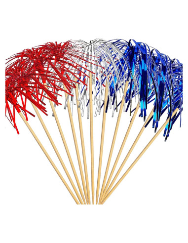 Palillos de cóctel Amovvita 100 piezas 22.86 cm colores patrióticos