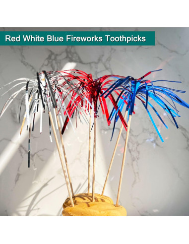 Palillos de cóctel Amovvita 100 piezas 22.86 cm colores patrióticos