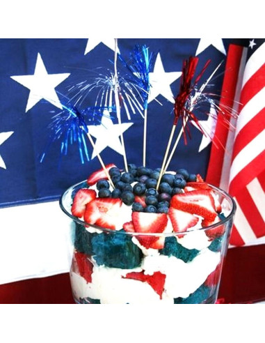 Palillos de cóctel Amovvita 100 piezas 22.86 cm colores patrióticos