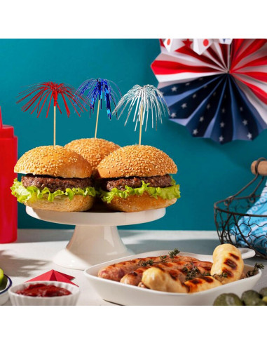 Palillos de cóctel Amovvita 100 piezas 22.86 cm colores patrióticos