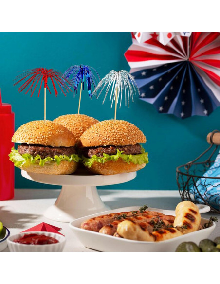 Palillos de cóctel Amovvita 100 piezas 22.86 cm colores patrióticos