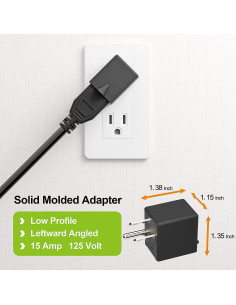 Adaptador de Poder AC 90 Grados PluGrand PA-0170L45 Negro 2