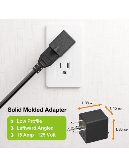 Adaptador de Poder AC 90 Grados PluGrand PA-0170L45 Negro