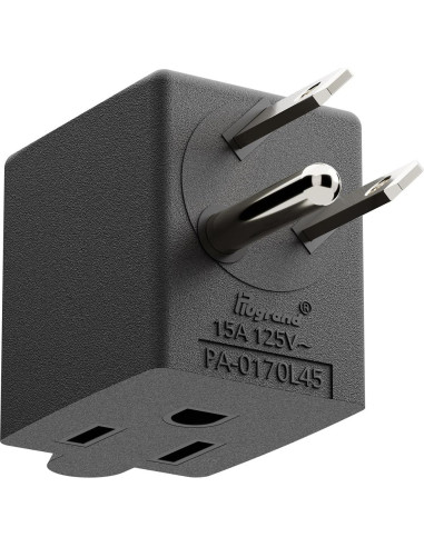 Adaptador de Poder AC 90 Grados PluGrand PA-0170L45 Negro