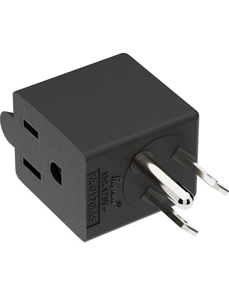 Adaptador de Poder AC 90 Grados PluGrand PA-0170L45 Negro