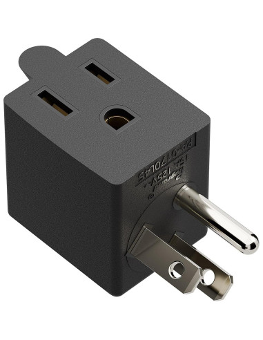 Adaptador de Poder AC 90 Grados PluGrand PA-0170L45 Negro