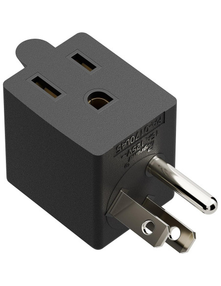 Adaptador de Poder AC 90 Grados PluGrand PA-0170L45 Negro