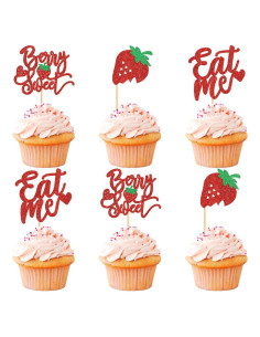 24 Decoraciones para Cupcakes de Fresa Keaziu - Fiesta y Cumpleaños