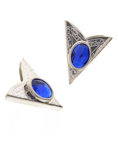 Puntas de Collar Plata Antigua con Piedra Azul Oscura - HHH