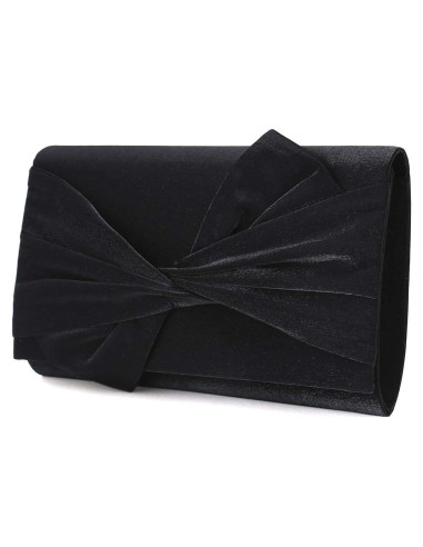 Bolso de Noche Satén iXebella con Lazo Negro 21.9x13.3 cm